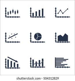 Set Of Graphs, Diagrams And Statistics Icons. Premium Quality Symbol Collection. Icons Can Be Used For Web, App And UI Design. Vector Illustration, EPS10.