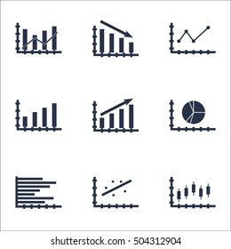 Set Of Graphs, Diagrams And Statistics Icons. Premium Quality Symbol Collection. Icons Can Be Used For Web, App And UI Design. Vector Illustration, EPS10.