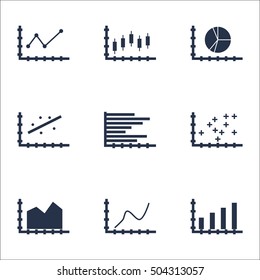 Set Of Graphs, Diagrams And Statistics Icons. Premium Quality Symbol Collection. Icons Can Be Used For Web, App And UI Design. Vector Illustration, EPS10.