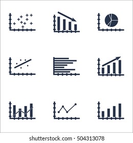 Set Of Graphs, Diagrams And Statistics Icons. Premium Quality Symbol Collection. Icons Can Be Used For Web, App And UI Design. Vector Illustration, EPS10.