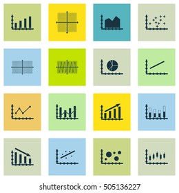 Set Of Graphs, Diagrams And Statistics Icons. Premium Quality Symbol Collection. Icons Can Be Used For Web, App And UI Design. Vector Illustration, EPS10.