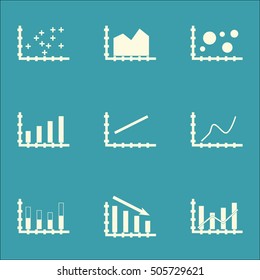 Set Of Graphs, Diagrams And Statistics Icons. Premium Quality Symbol Collection. Icons Can Be Used For Web, App And UI Design. Vector Illustration, EPS10.