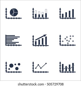 Set Of Graphs, Diagrams And Statistics Icons. Premium Quality Symbol Collection. Icons Can Be Used For Web, App And UI Design. Vector Illustration, EPS10.