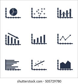 Set Of Graphs, Diagrams And Statistics Icons. Premium Quality Symbol Collection. Icons Can Be Used For Web, App And UI Design. Vector Illustration, EPS10.