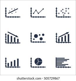 Set Of Graphs, Diagrams And Statistics Icons. Premium Quality Symbol Collection. Icons Can Be Used For Web, App And UI Design. Vector Illustration, EPS10.