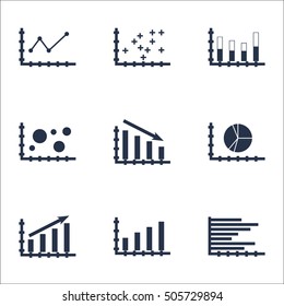 Set Of Graphs, Diagrams And Statistics Icons. Premium Quality Symbol Collection. Icons Can Be Used For Web, App And UI Design. Vector Illustration, EPS10.