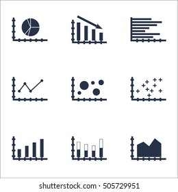 Set Of Graphs, Diagrams And Statistics Icons. Premium Quality Symbol Collection. Icons Can Be Used For Web, App And UI Design. Vector Illustration, EPS10.