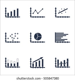 Set Of Graphs, Diagrams And Statistics Icons. Premium Quality Symbol Collection. Icons Can Be Used For Web, App And UI Design. Vector Illustration, EPS10.