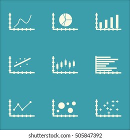 Set Of Graphs, Diagrams And Statistics Icons. Premium Quality Symbol Collection