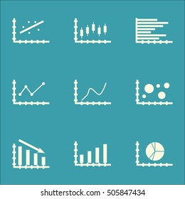 Set Of Graphs, Diagrams And Statistics Icons. Premium Quality Symbol Collection