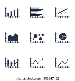 Set Of Graphs, Diagrams And Statistics Icons. Premium Quality Symbol Collection. Icons Can Be Used For Web, App And UI Design. Vector Illustration, EPS10.