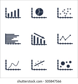 Set Of Graphs, Diagrams And Statistics Icons. Premium Quality Symbol Collection. Icons Can Be Used For Web, App And UI Design. Vector Illustration, EPS10.