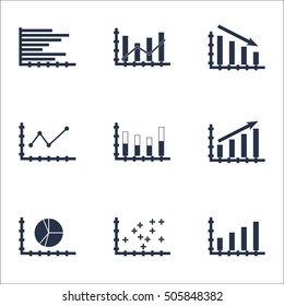Set Of Graphs, Diagrams And Statistics Icons. Premium Quality Symbol Collection. Icons Can Be Used For Web, App And UI Design. Vector Illustration, EPS10.