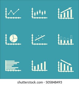 Set Of Graphs, Diagrams And Statistics Icons. Premium Quality Symbol Collection