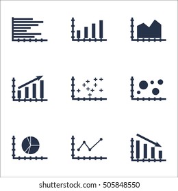 Set Of Graphs, Diagrams And Statistics Icons. Premium Quality Symbol Collection. Icons Can Be Used For Web, App And UI Design. Vector Illustration, EPS10.