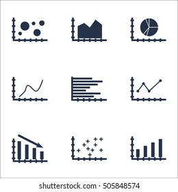 Set Of Graphs, Diagrams And Statistics Icons. Premium Quality Symbol Collection. Icons Can Be Used For Web, App And UI Design. Vector Illustration, EPS10.