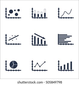 Set Of Graphs, Diagrams And Statistics Icons. Premium Quality Symbol Collection. Icons Can Be Used For Web, App And UI Design. Vector Illustration, EPS10.