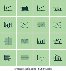 Set Of Graphs, Diagrams And Statistics Icons. Premium Quality Symbol Collection. Icons Can Be Used For Web, App And UI Design. Vector Illustration, EPS10.