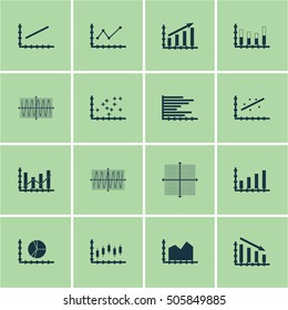 Set Of Graphs, Diagrams And Statistics Icons. Premium Quality Symbol Collection. Icons Can Be Used For Web, App And UI Design. Vector Illustration, EPS10.