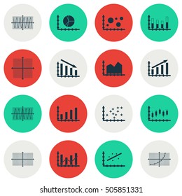 Set Of Graphs, Diagrams And Statistics Icons. Premium Quality Symbol Collection. Icons Can Be Used For Web, App And UI Design. Vector Illustration, EPS10.