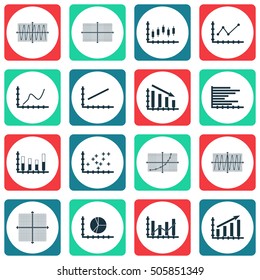 Set Of Graphs, Diagrams And Statistics Icons. Premium Quality Symbol Collection