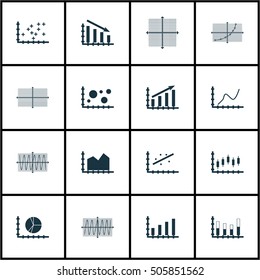 Set Of Graphs, Diagrams And Statistics Icons. Premium Quality Symbol Collection