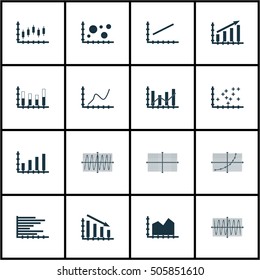 Set Of Graphs, Diagrams And Statistics Icons. Premium Quality Symbol Collection. Icons Can Be Used For Web, App And UI Design. Vector Illustration, EPS10.