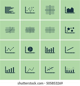 Set Of Graphs, Diagrams And Statistics Icons. Premium Quality Symbol Collection. Icons Can Be Used For Web, App And UI Design. Vector Illustration, EPS10.