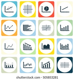 Set Of Graphs, Diagrams And Statistics Icons. Premium Quality Symbol Collection. Icons Can Be Used For Web, App And UI Design. Vector Illustration, EPS10.