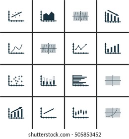 Set Of Graphs, Diagrams And Statistics Icons. Premium Quality Symbol Collection. Icons Can Be Used For Web, App And UI Design. Vector Illustration, EPS10.