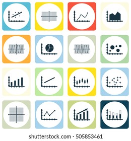 Set Of Graphs, Diagrams And Statistics Icons. Premium Quality Symbol Collection