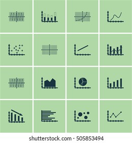 Set Of Graphs, Diagrams And Statistics Icons. Premium Quality Symbol Collection. Icons Can Be Used For Web, App And UI Design. Vector Illustration, EPS10.