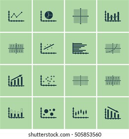 Set Of Graphs, Diagrams And Statistics Icons. Premium Quality Symbol Collection. Icons Can Be Used For Web, App And UI Design. Vector Illustration, EPS10.