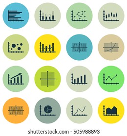 Set Of Graphs, Diagrams And Statistics Icons. Premium Quality Symbol Collection. Icons Can Be Used For Web, App And UI Design. Vector Illustration, EPS10.