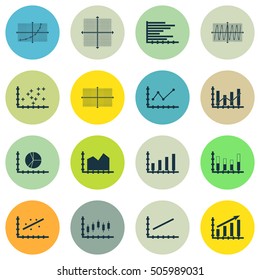 Set Of Graphs, Diagrams And Statistics Icons. Premium Quality Symbol Collection. Icons Can Be Used For Web, App And UI Design. Vector Illustration, EPS10.