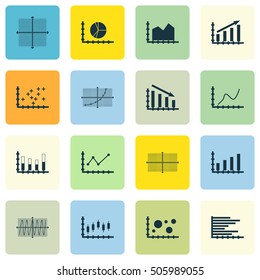 Set Of Graphs, Diagrams And Statistics Icons. Premium Quality Symbol Collection