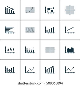 Set Of Graphs, Diagrams And Statistics Icons. Premium Quality Symbol Collection. Icons Can Be Used For Web, App And UI Design. Vector Illustration, EPS10.