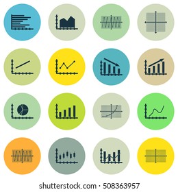 Set Of Graphs, Diagrams And Statistics Icons. Premium Quality Symbol Collection. Icons Can Be Used For Web, App And UI Design. Vector Illustration, EPS10.