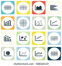 Set Of Graphs, Diagrams And Statistics Icons. Premium Quality Symbol Collection. Icons Can Be Used For Web, App And UI Design. Vector Illustration, EPS10.