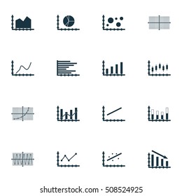 Set Of Graphs, Diagrams And Statistics Icons. Premium Quality Symbol Collection. Icons Can Be Used For Web, App And UI Design. Vector Illustration, EPS10.