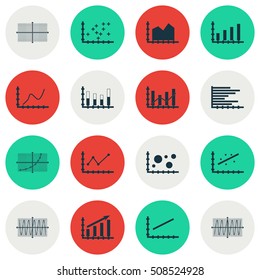 Set Of Graphs, Diagrams And Statistics Icons. Premium Quality Symbol Collection. Icons Can Be Used For Web, App And UI Design. Vector Illustration, EPS10.