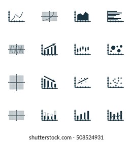Set Of Graphs, Diagrams And Statistics Icons. Premium Quality Symbol Collection. Icons Can Be Used For Web, App And UI Design. Vector Illustration, EPS10.