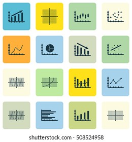 Set Of Graphs, Diagrams And Statistics Icons. Premium Quality Symbol Collection. Icons Can Be Used For Web, App And UI Design. Vector Illustration, EPS10.