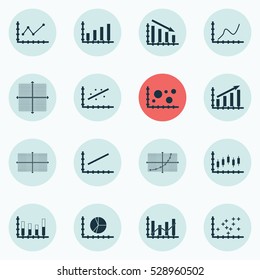 Set Of Graphs, Diagrams And Statistics Icons. Premium Quality Symbol Collection. Icons Can Be Used For Web, App And UI Design. Vector Illustration, EPS10.