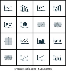 Set Of Graphs, Diagrams And Statistics Icons. Premium Quality Symbol Collection. Icons Can Be Used For Web, App And UI Design. Vector Illustration, EPS10.