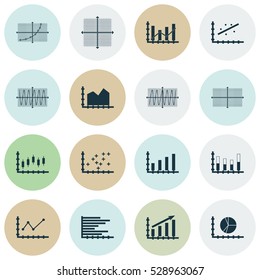 Set Of Graphs, Diagrams And Statistics Icons. Premium Quality Symbol Collection. Icons Can Be Used For Web, App And UI Design. Vector Illustration, EPS10.
