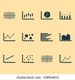 Set Of Graphs, Diagrams And Statistics Icons. Premium Quality Symbol Collection. Icons Can Be Used For Web, App And UI Design. Vector Illustration, EPS10.