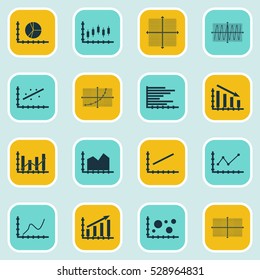 Set Of Graphs, Diagrams And Statistics Icons. Premium Quality Symbol Collection. Icons Can Be Used For Web, App And UI Design. Vector Illustration, EPS10.