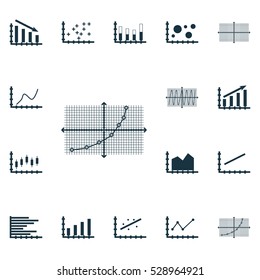 Set Of Graphs, Diagrams And Statistics Icons. Premium Quality Symbol Collection. Icons Can Be Used For Web, App And UI Design. Vector Illustration, EPS10.