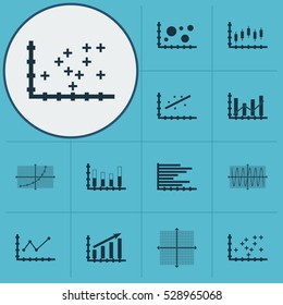 Set Of Graphs, Diagrams And Statistics Icons. Premium Quality Symbol Collection. Icons Can Be Used For Web, App And UI Design. Vector Illustration, EPS10.